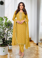 Heavy Embroidered Salwar Suit in Yellow